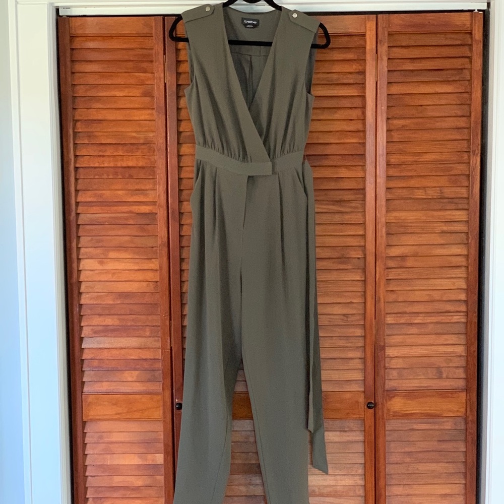 Bebe Jumpsuit, Olive Green, Size 4
